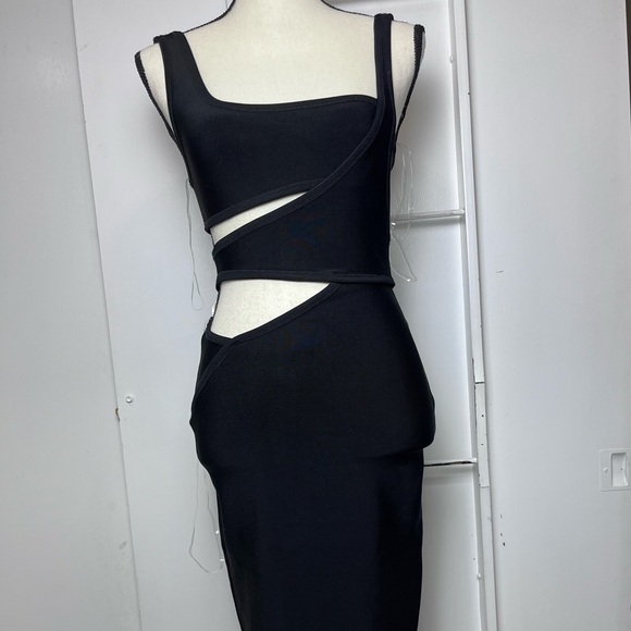 House of CB Miya Black Bandage Cut Out Dress S - Picture 4 of 9